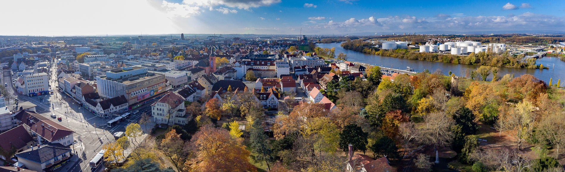 Luftaufnahme vom Verna-Park in Rüsselsheim